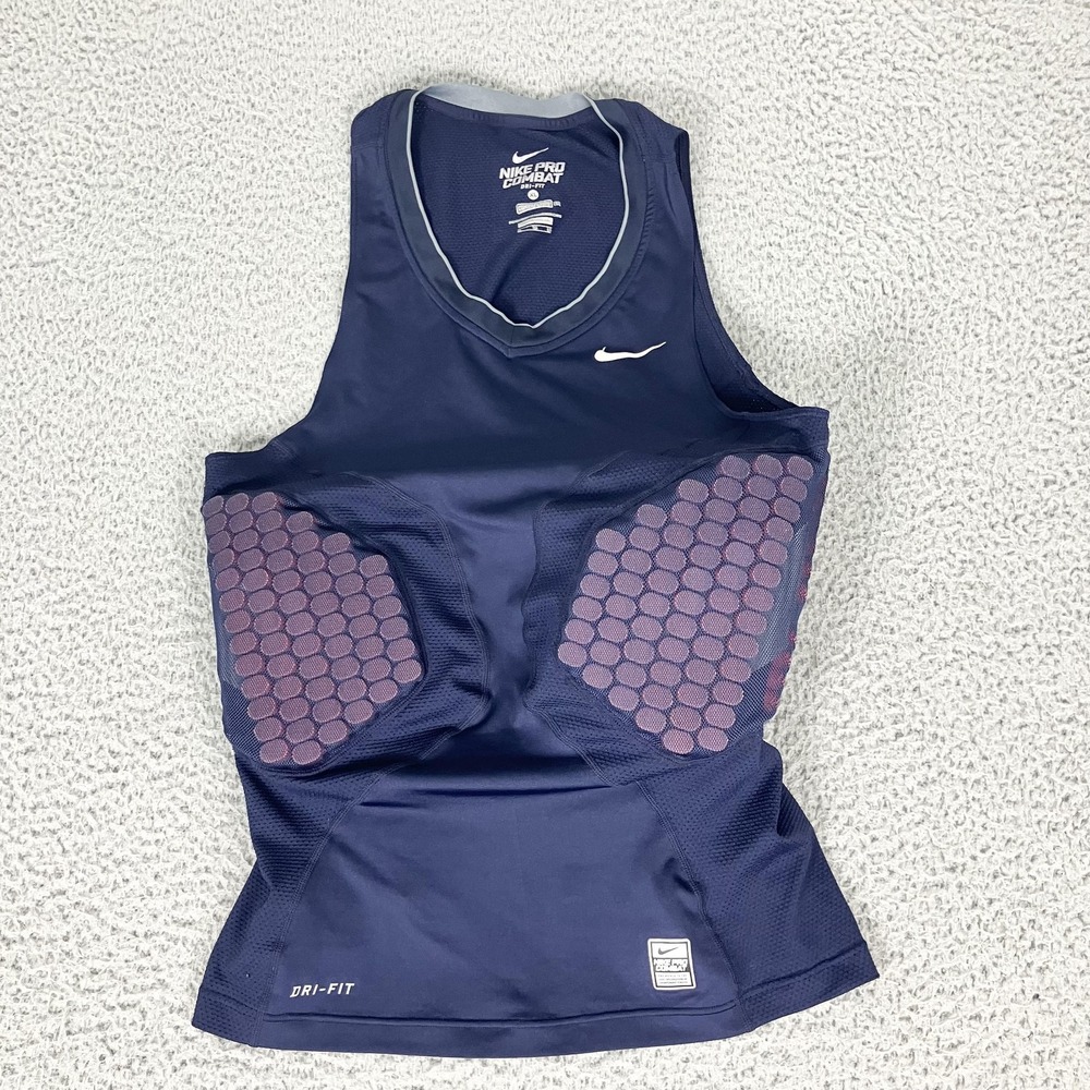 Nike Pro Combat Tank Top Mens XL Blue Padded Compression Dri-FIT Football